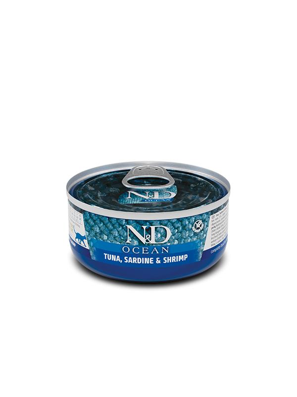 N&D Cat Ocean Tonno, Sardine e Gamberetti 70g