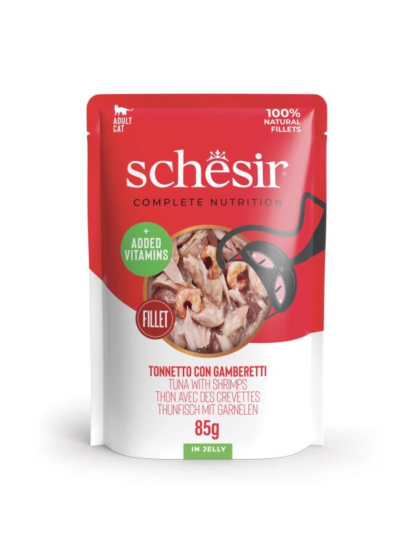 Schesir cat busta con tonnetto e gamberetti 85g