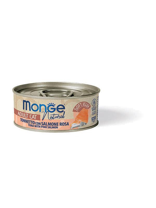  MONGE CAT NATURAL JELLY Tonnetto con Salmone Rosa 80gr