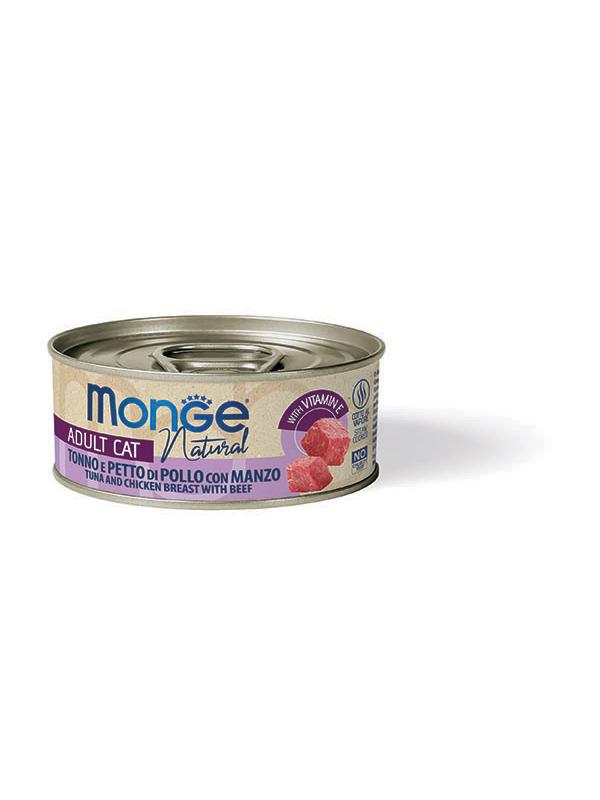 MONGE CAT NATURAL Tonno, Pollo e Manzo 80gr