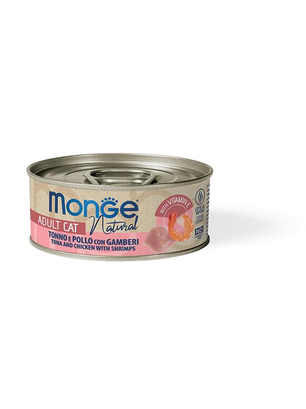MONGE CAT NATURAL Tonno, Pollo e Gamberi 80gr