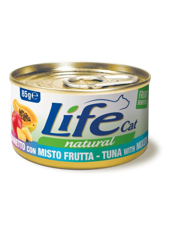 LifePetCare cat scatoletta con tonnetto e misto frutta 85g