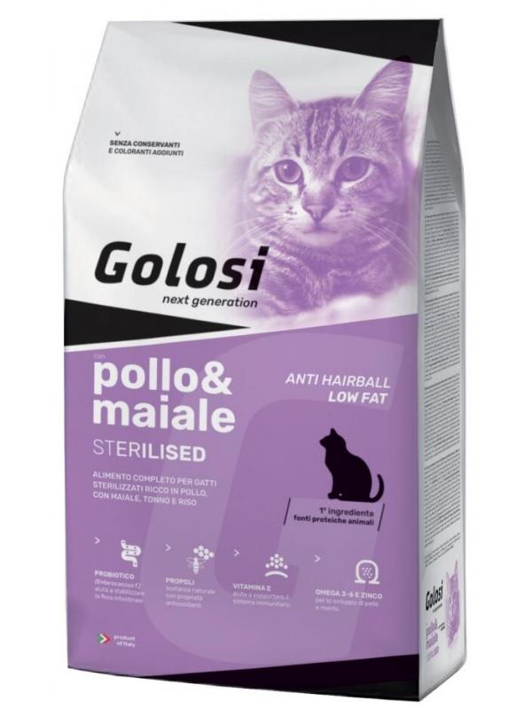 Golosi cat sterilised low fat pollo e maiale 7,5 kg