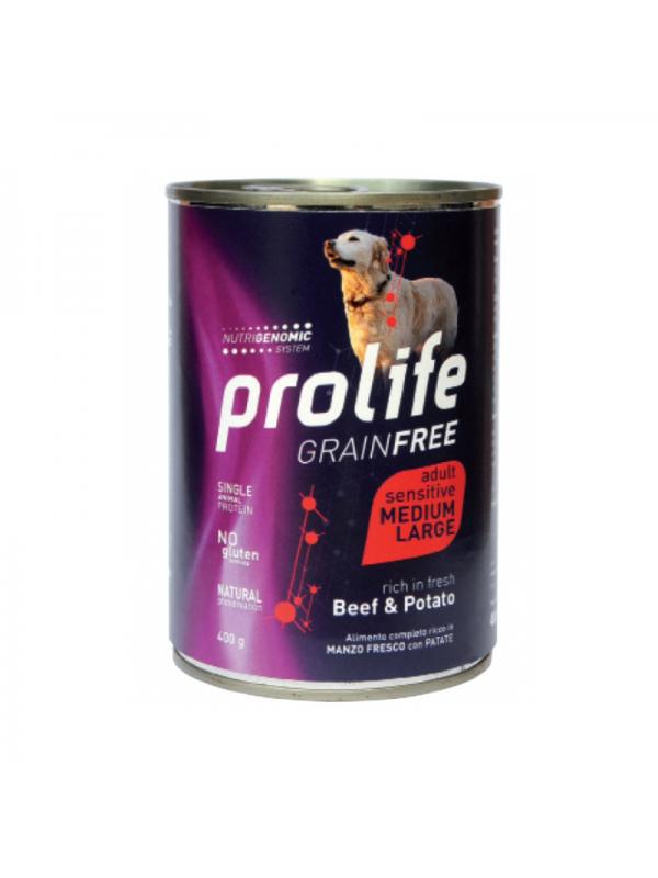 Prolife Dog Grain Free Adult Sensitive Beef & Potato - M/L 400g