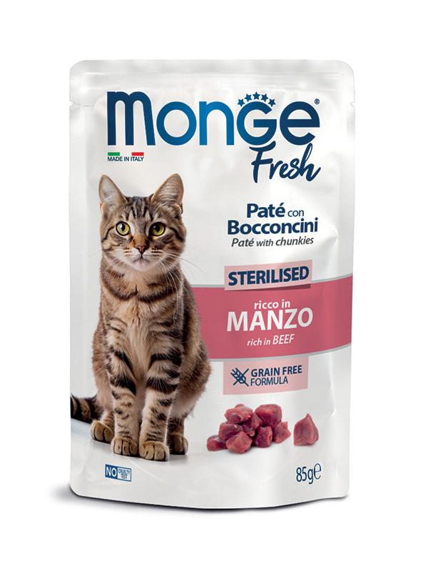 MONGE CAT FRESH Patè Manzo Sterilised 85gr