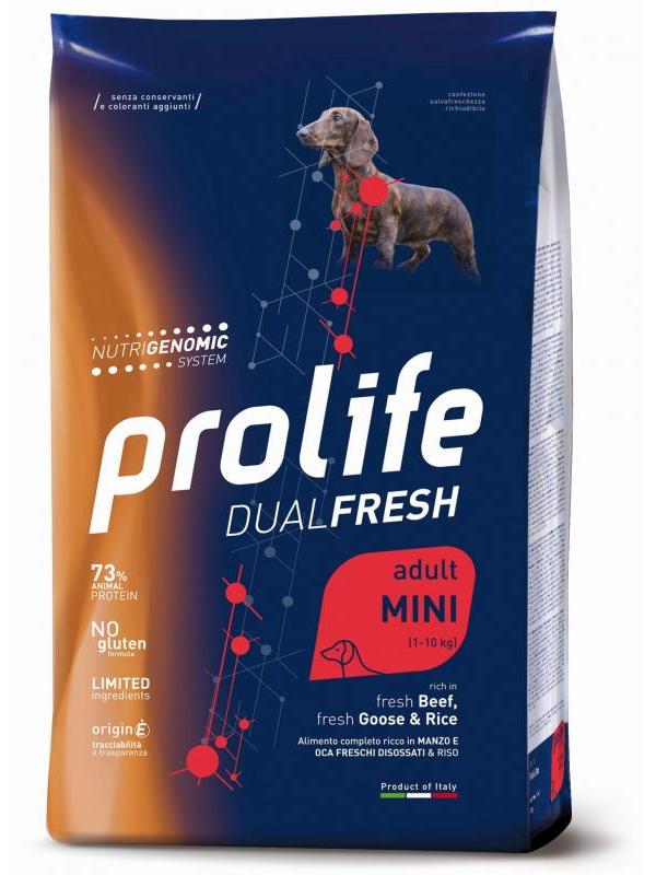 Prolife Dual Fresh Adult fresh Beef, fresh Goose & Rice - Mini 0,6kg