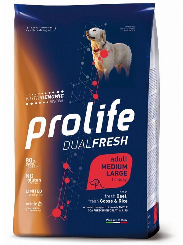 Prolife Dual Fresh Adult fresh Beef, fresh Goose & Rice - Medium/Large 2,5kg