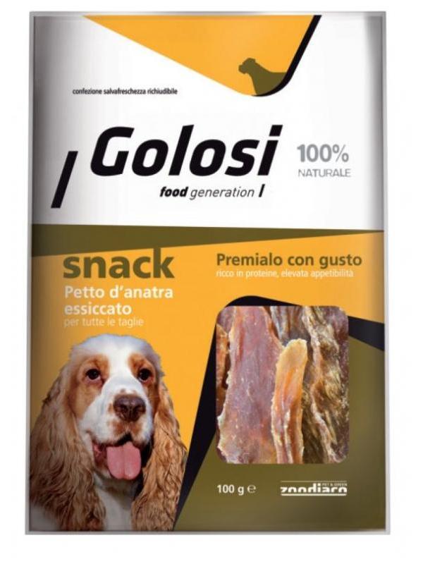 Golosi dog snack petto anatra essiccato 100g